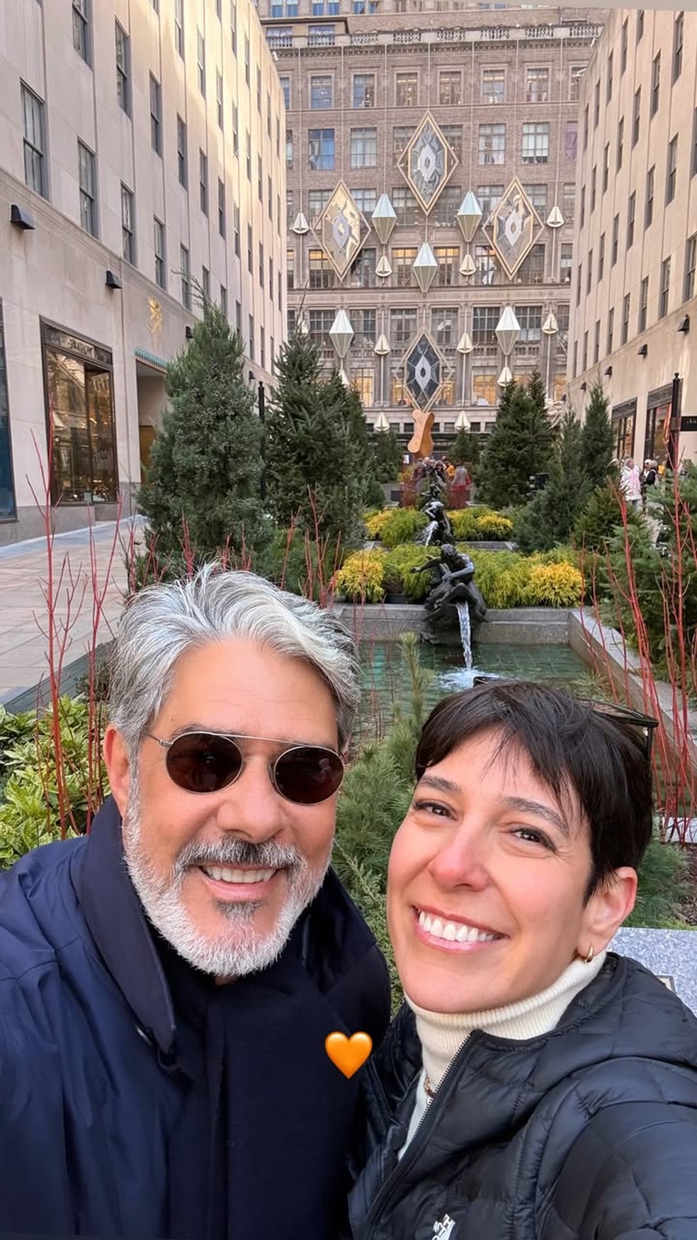 Natasha Dantas e William Bonner em Nova York — Foto: Reprodução/Instagram