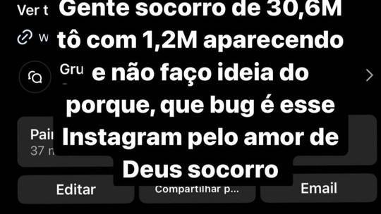 Viih Tube se desespera com bug no Instagram: 'De 30,6 milhões de seguidores, tô com 1,2 milhões aparecendo'