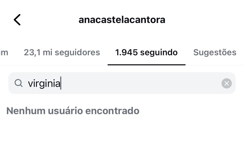 Ana Castela deixa de seguir Virginia — Foto: Reprodução/Instagram