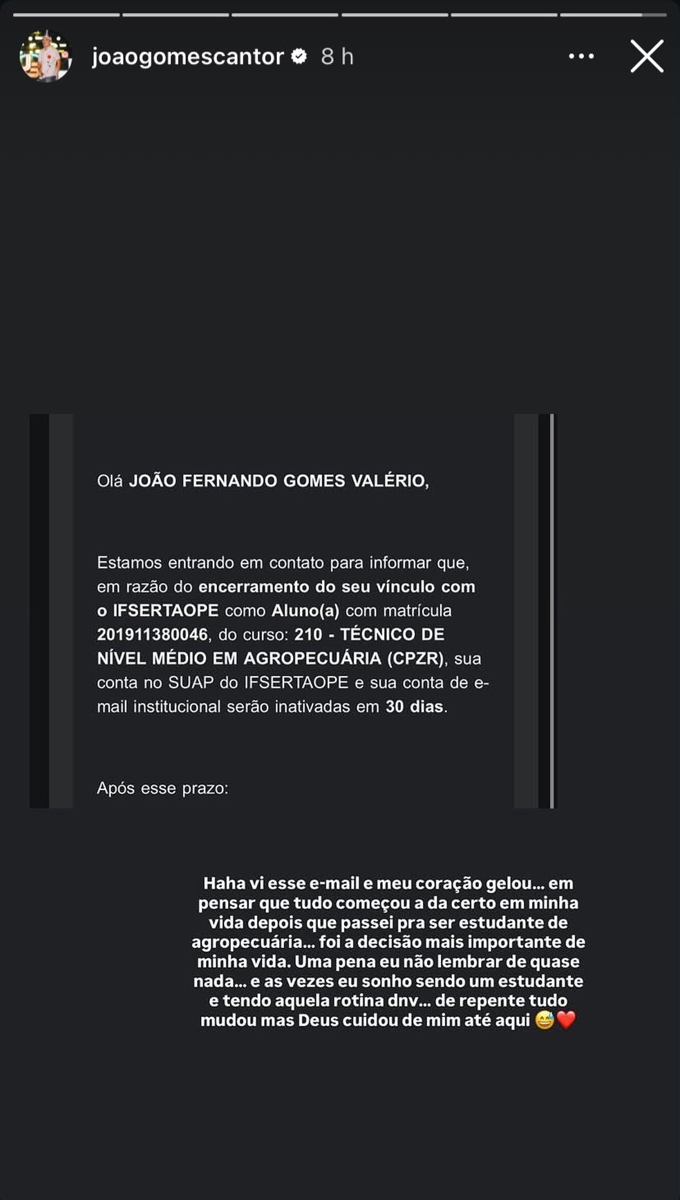 Post de João Gomes — Foto: Reprodução | Instagram