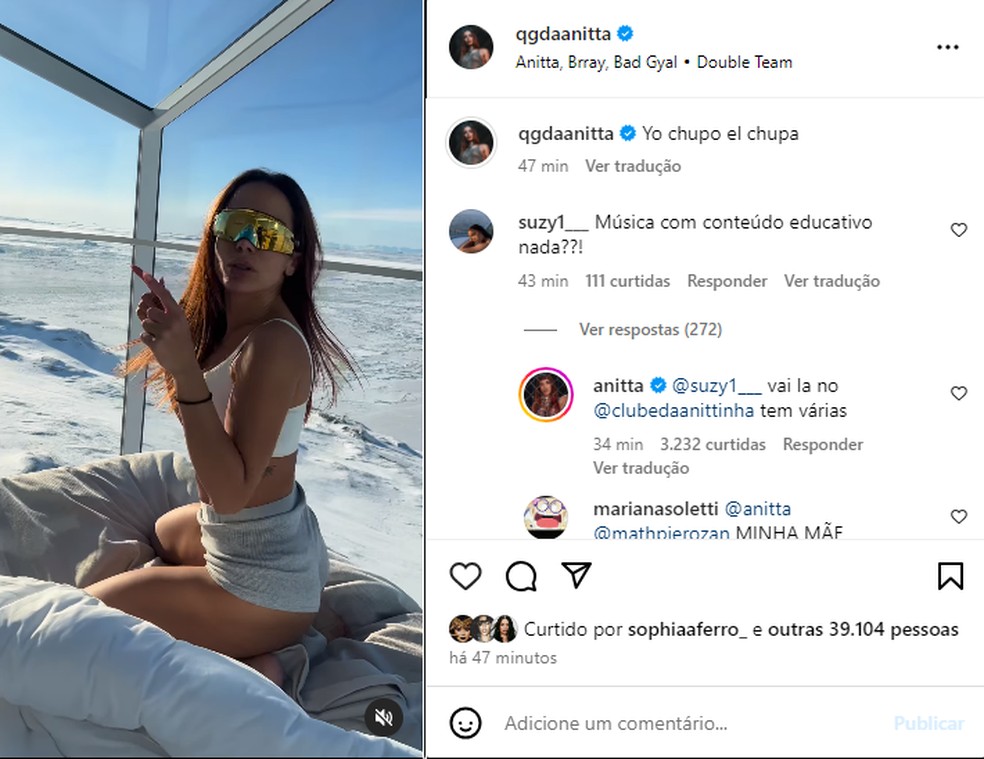 Anitta rebate crítica — Foto: Reprodução/Instagram