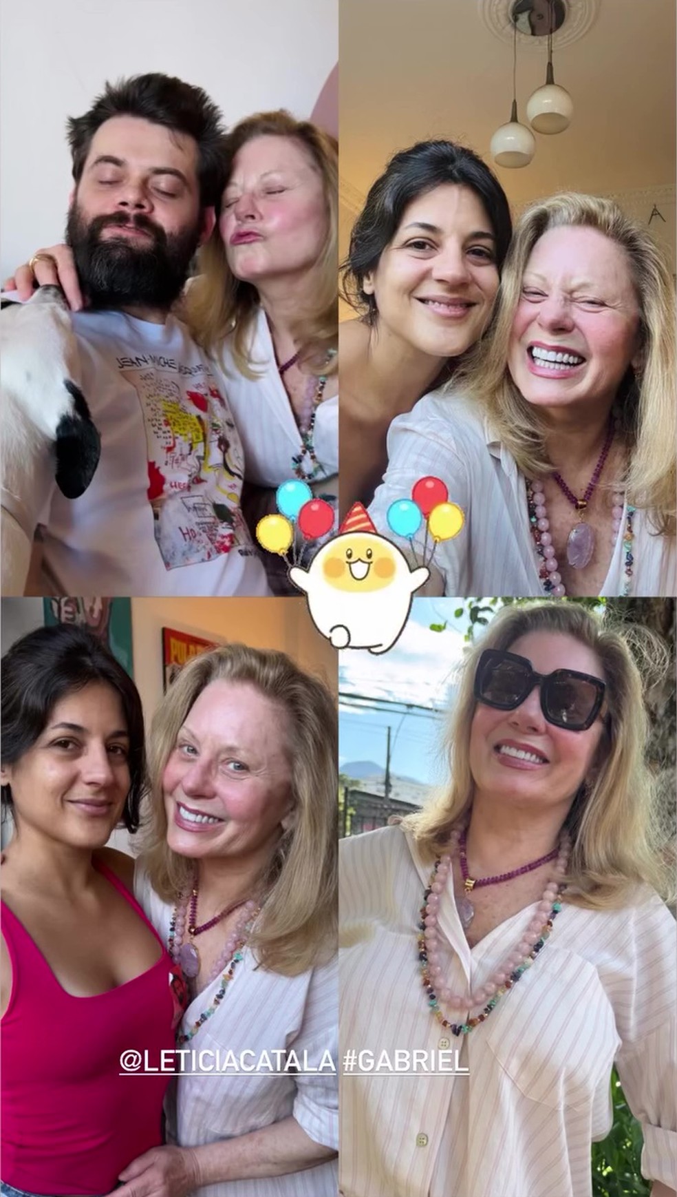 Vera Fischer com o filho, Gabriel Grunje, e a nora Leticia Catalá — Foto: Reprodução/Instagram