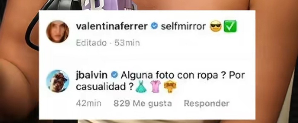 J Balvin e Valentina Ferrer — Foto: Reprodução / Instagram