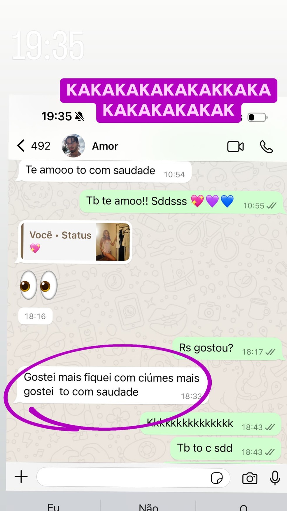 Conversa de Zé Felipe e Virginia — Foto: Reprodução/Instagram