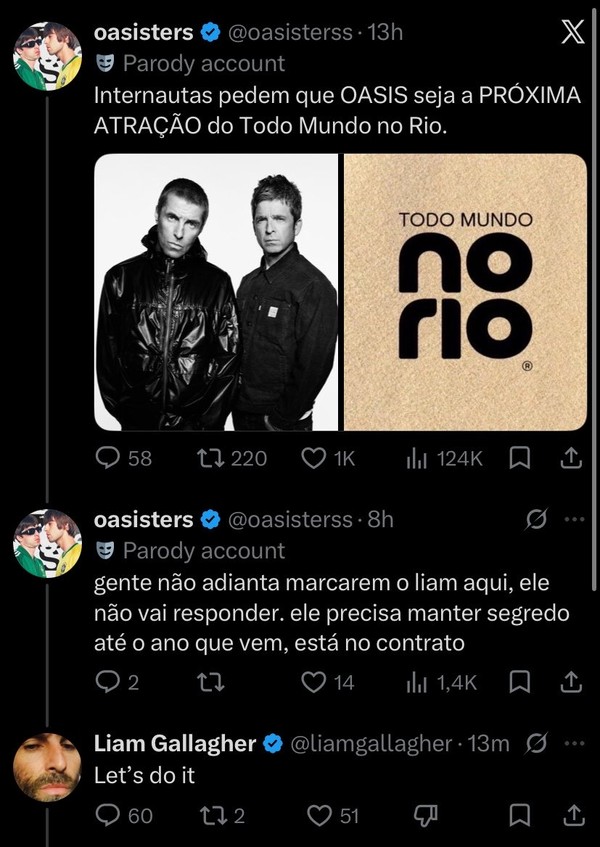 Vem aí? Liam Gallagher anima fãs ao responder pedido por show do