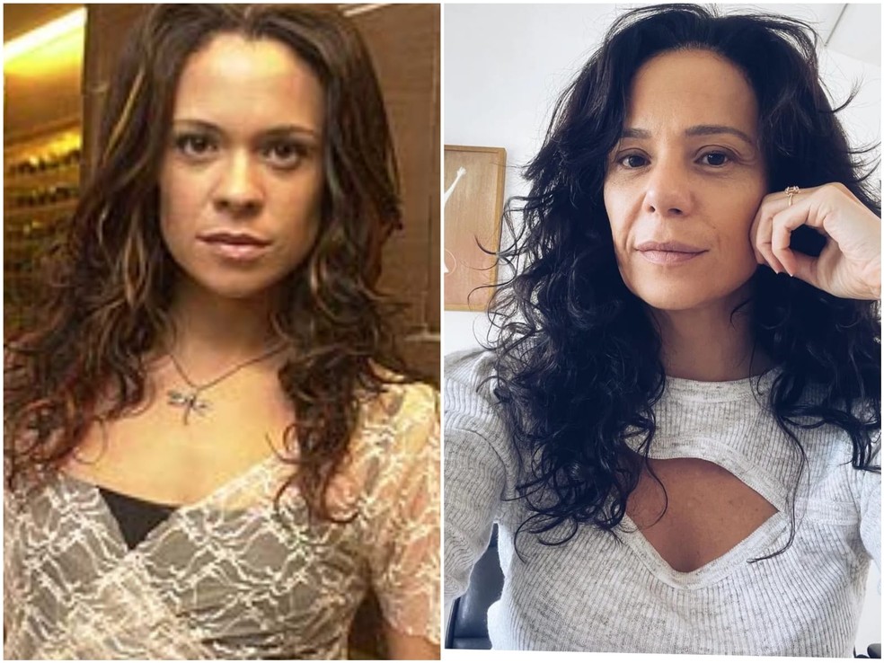 Antes e depois: Vannessa Gerbelli, como Fernanda, em Mulheres Apaixonadas (Globo, 2003), e com visual atual — Foto: TV Globo e Reprodução/Instagram