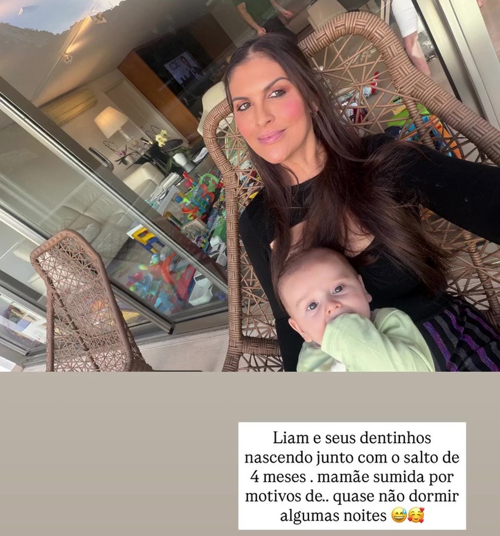 Lunara Campos e o filgo caçula, Liam — Foto: Reprodução/Instagram