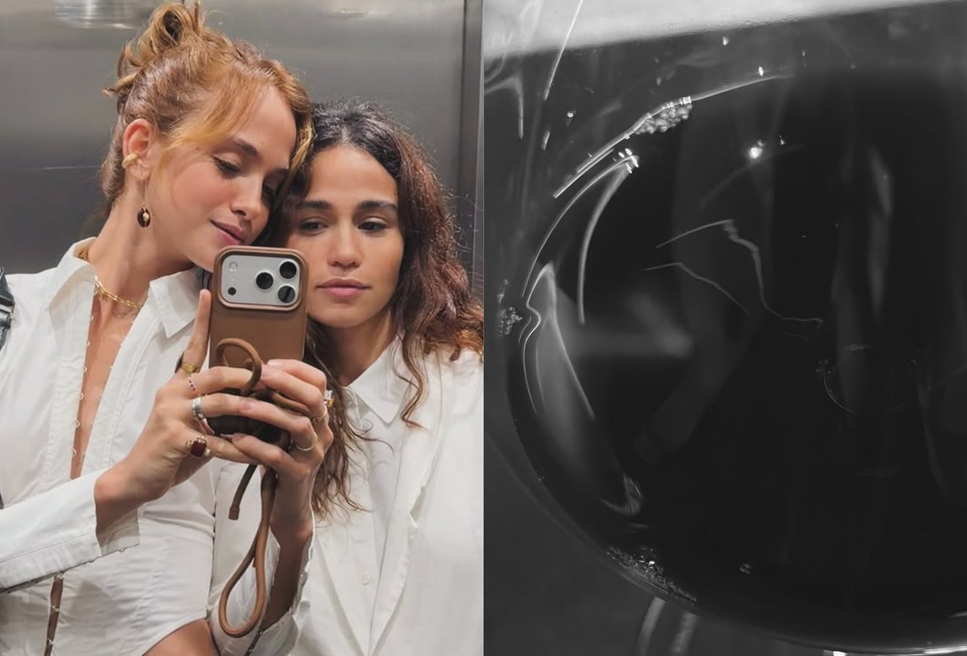 Nanda Costa e Emilie Reye curtem noite romântica com direito a ostras e vinho
