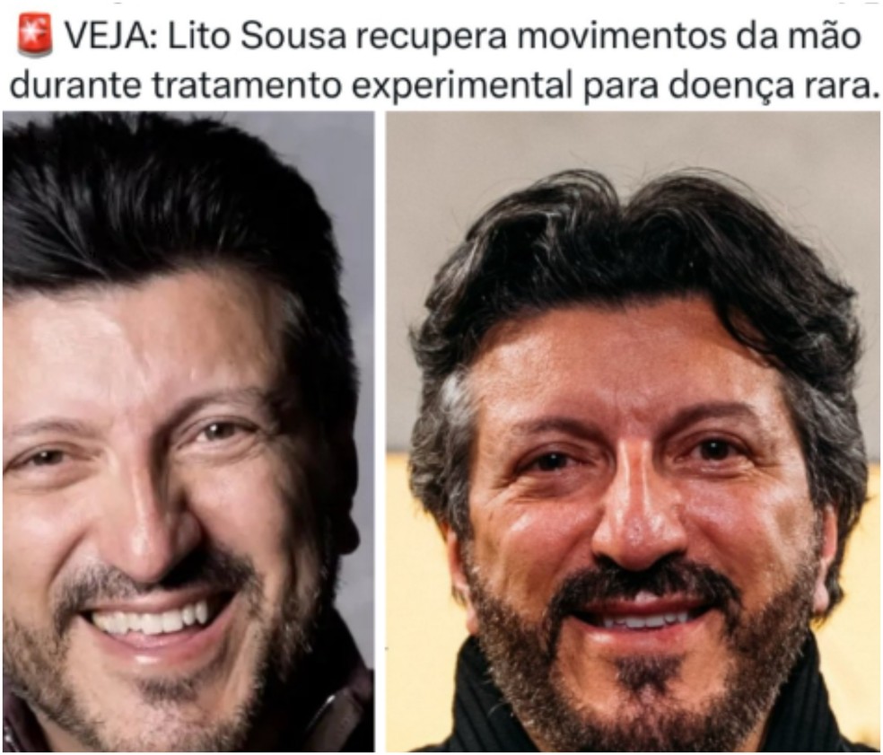 Esposa de Lito Sousa negou que marido recuperou movimentos da mão — Foto: Reprodução/Instagram