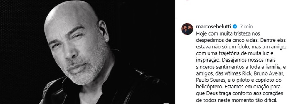 Dupla sertaneja Marcos & Belutti lamenta a morte do cantor Rick — Foto: Reprodução/Instagram