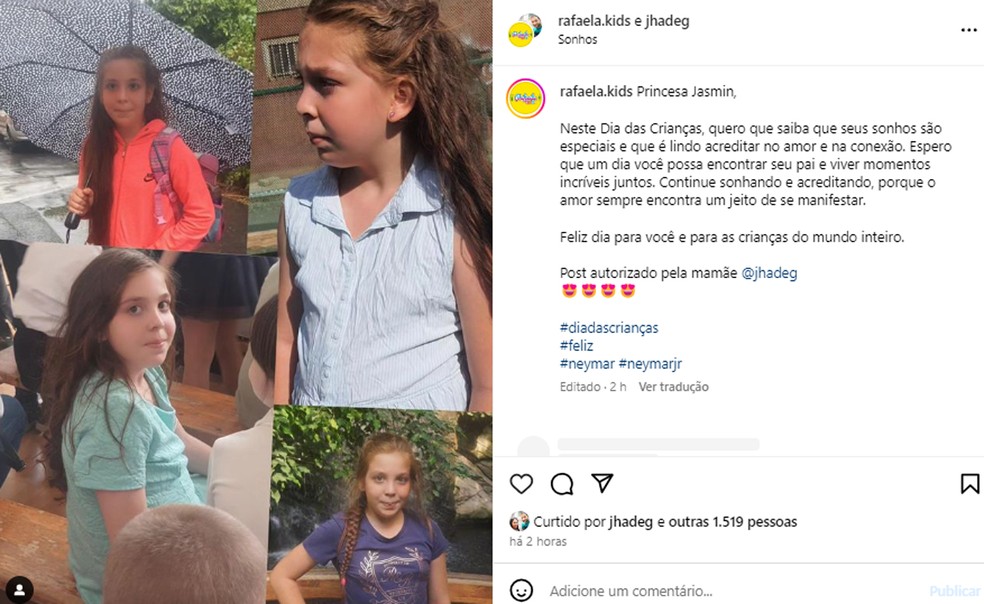 Húngara Gabriella Gaspar posta fotos de Jázmin Zoé, sua filha, que seria de Neymar — Foto: Reprodução/Instagram