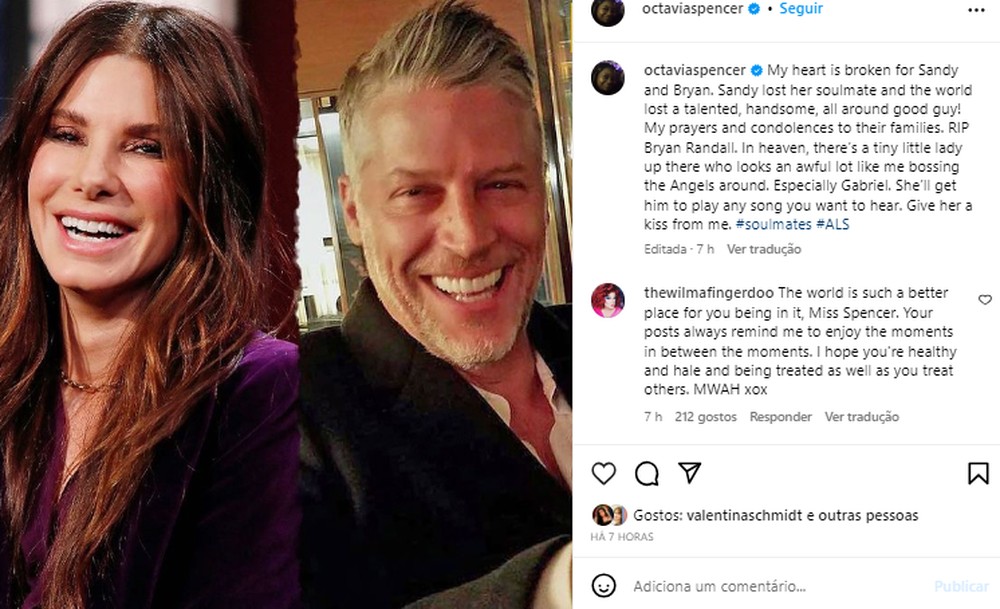 Octavia Spencer diz que Sandra Bullock 'perdeu sua alma gêmea' após a ...
