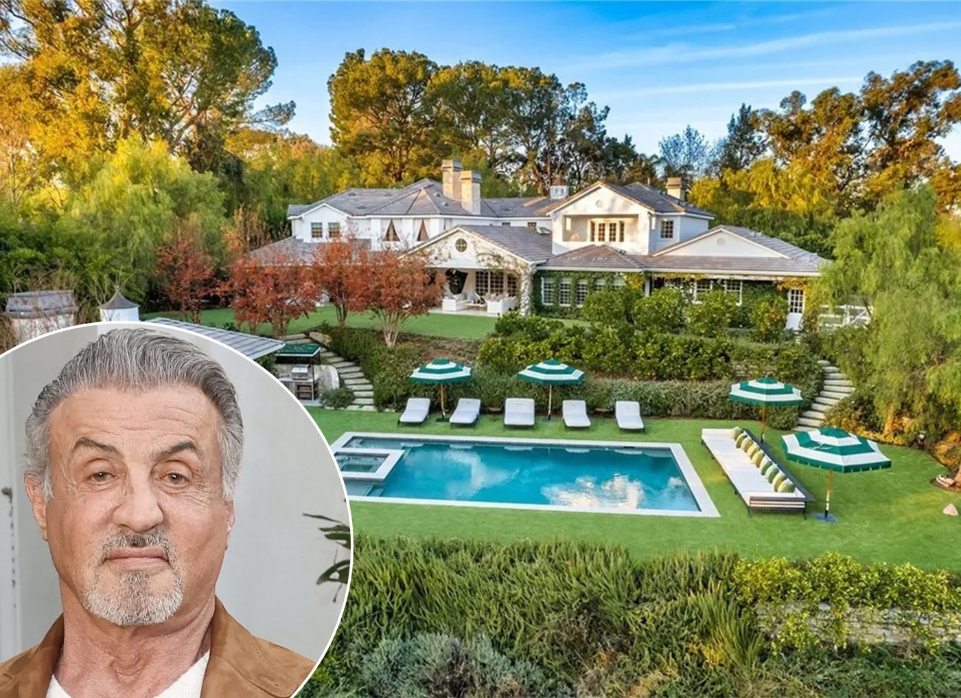 Sylvester Stallone coloca mansão em Hidden Hills à venda por US$ 22,5 milhões — Foto: Getty Images e Realtor