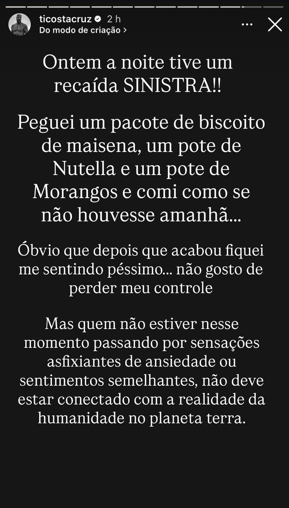 Post de Tico Santta Cruz — Foto: Reprodução | Instagram