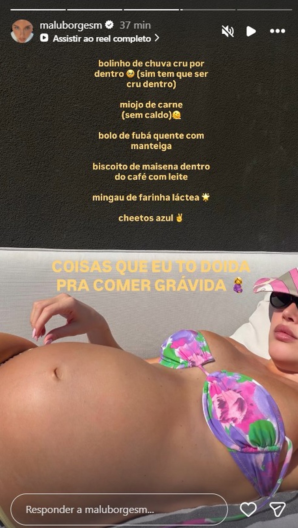 Malu Borges revela desejos inusitados da gestação — Foto: Reprodução/Instagram