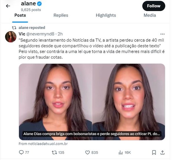 Alane compartilha indireta nas redes sociais sobre fraude de Matteus na ...