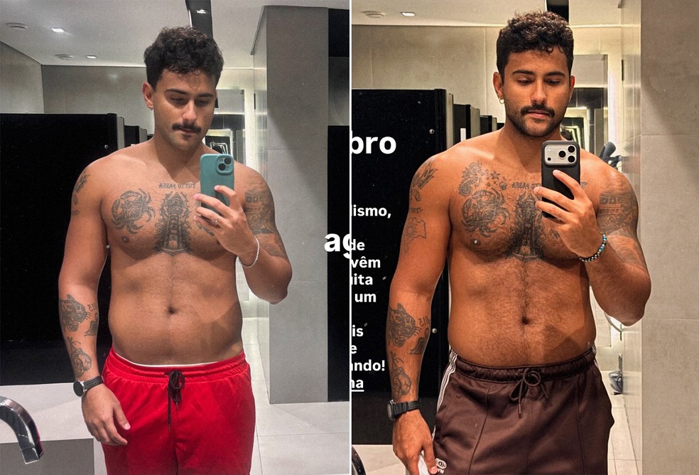 Antes e depois de Lucas Pizane — Foto: Reprodução/Instagram