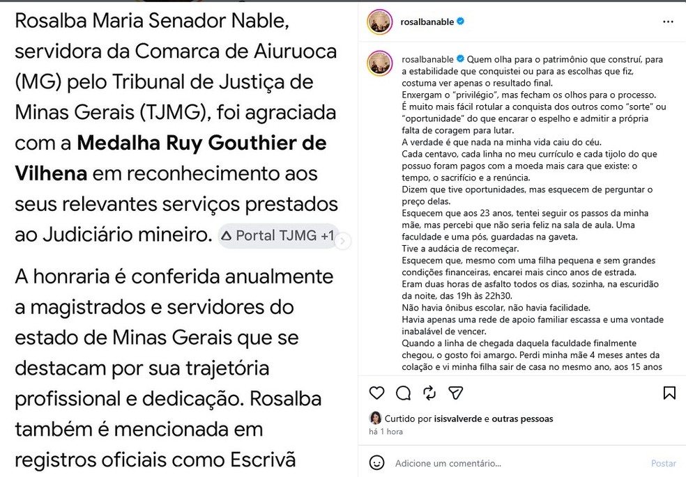Mãe de Isis Valverde desabafa na web — Foto: Reprodução/Instagram