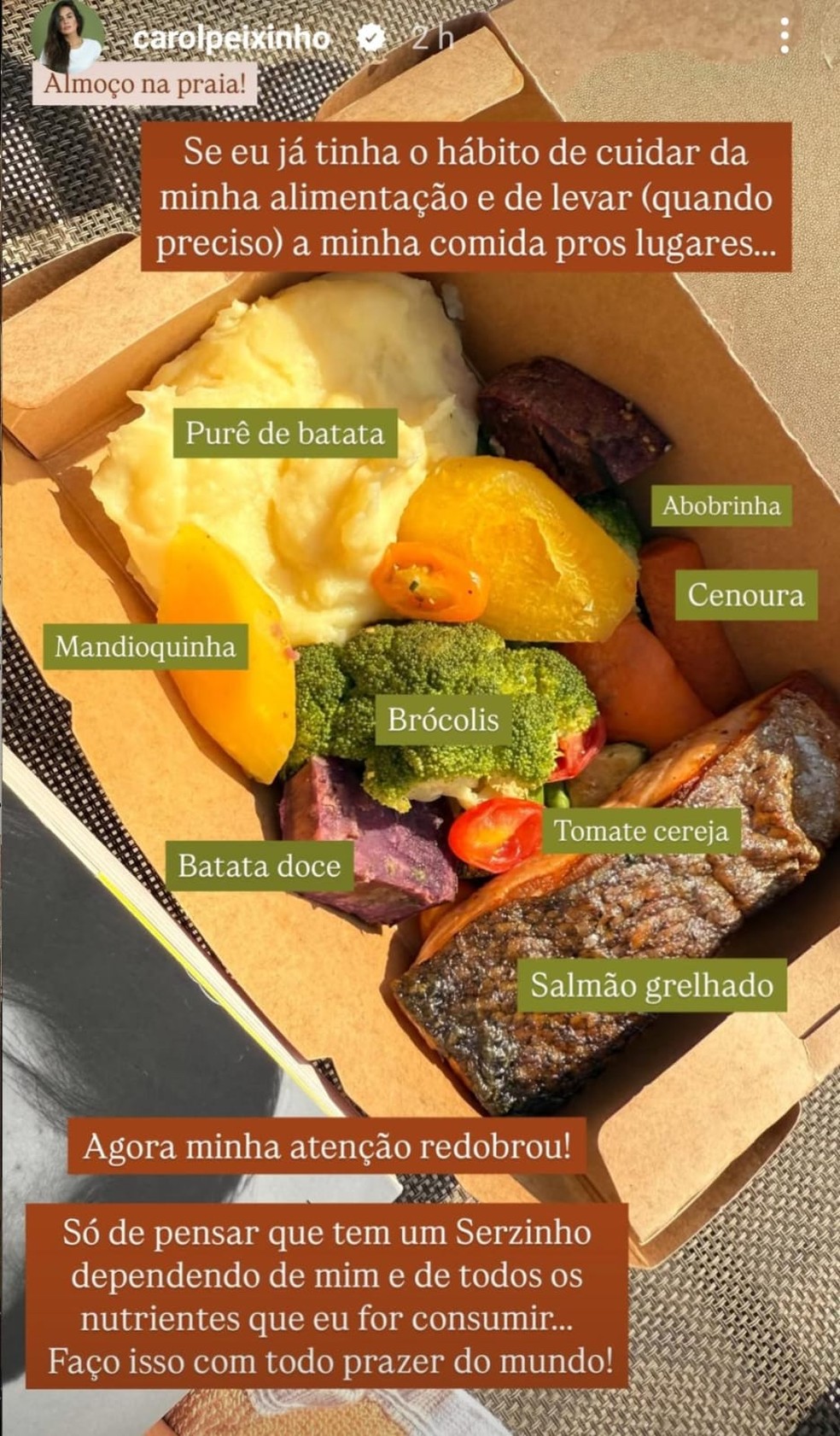 Carol Peixinho sobre alimenta&ccedil;&atilde;o na gravidez &mdash; Foto: Reprodu&ccedil;&atilde;o/Instagram