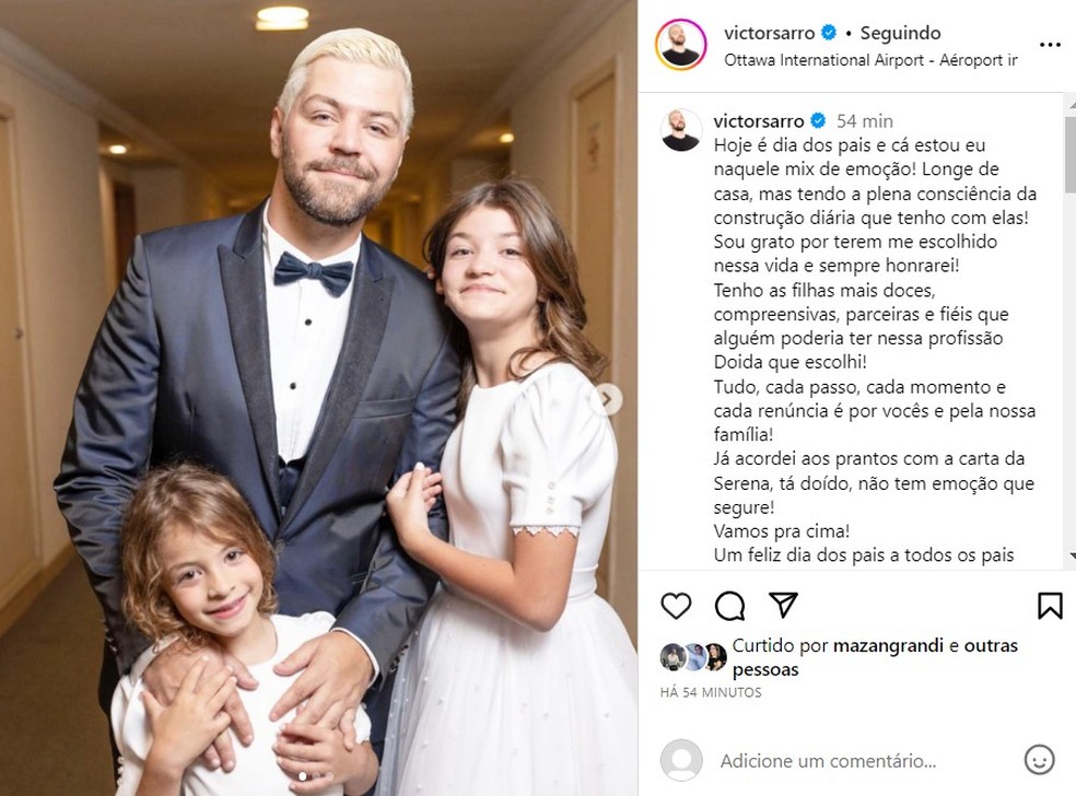 Victor Sarro comemora o Dia dos Pais — Foto: Reprodução/Instagram