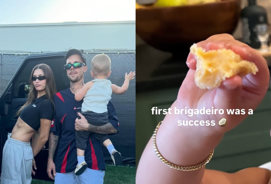 Neto de brasileira, filho de Hailey e Justin Bieber experimenta ...