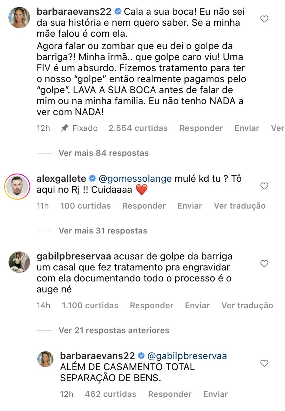 Bárbara Evans rebate Solange Gomes na web — Foto: Reprodução / Instagram