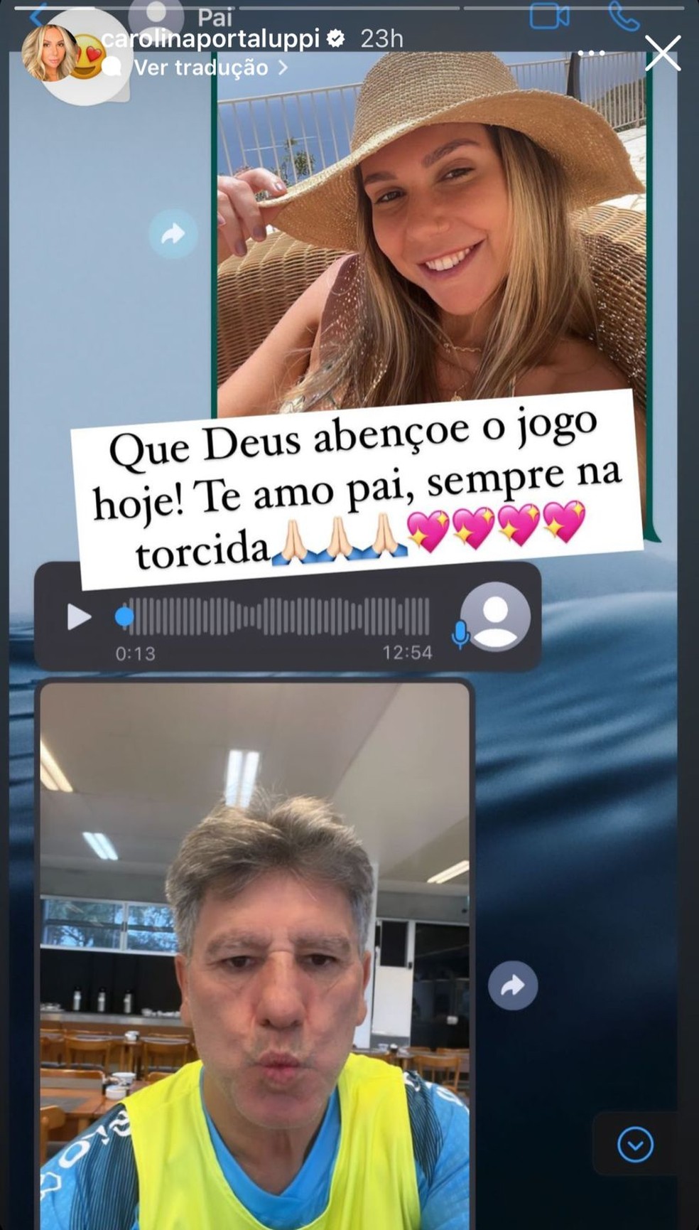 Print de conversa entre Carol Portaluppi e Renato Gaúcho — Foto: Reprodução / Instagram