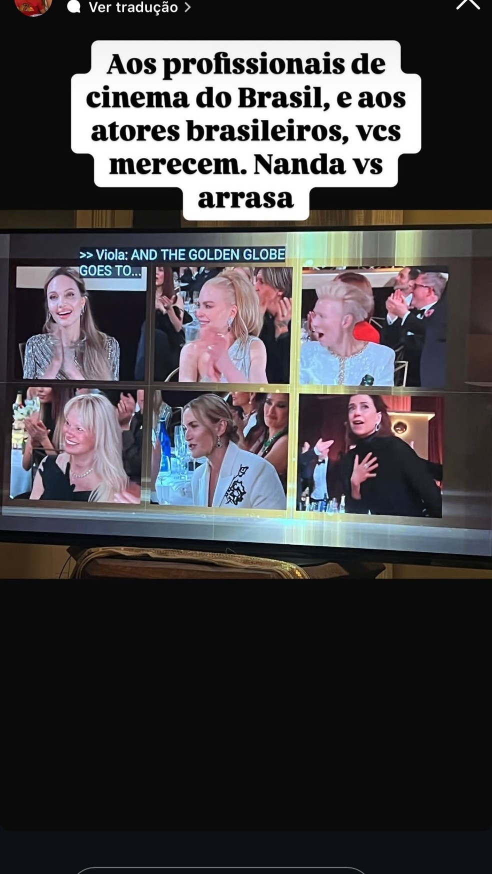 Post de Otavio Muller sobre Fernanda Torres — Foto: Reprodução/Instagram