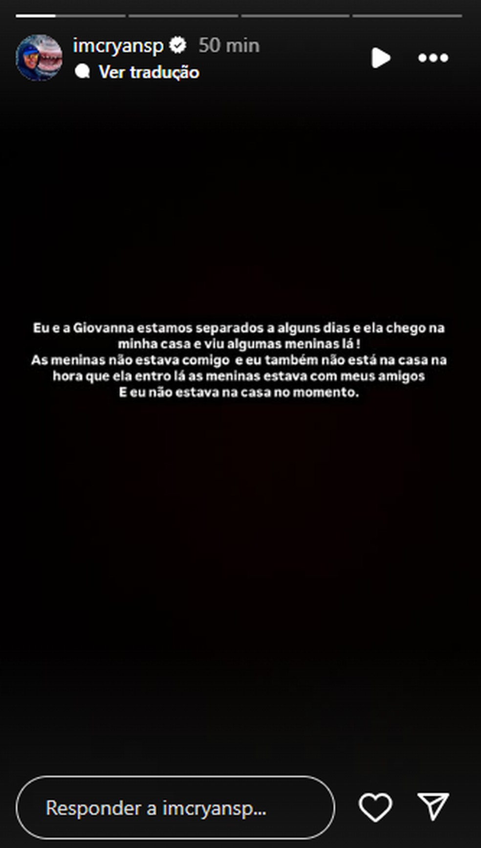 Post de MC Ryan — Foto: Reprodução/Instagram