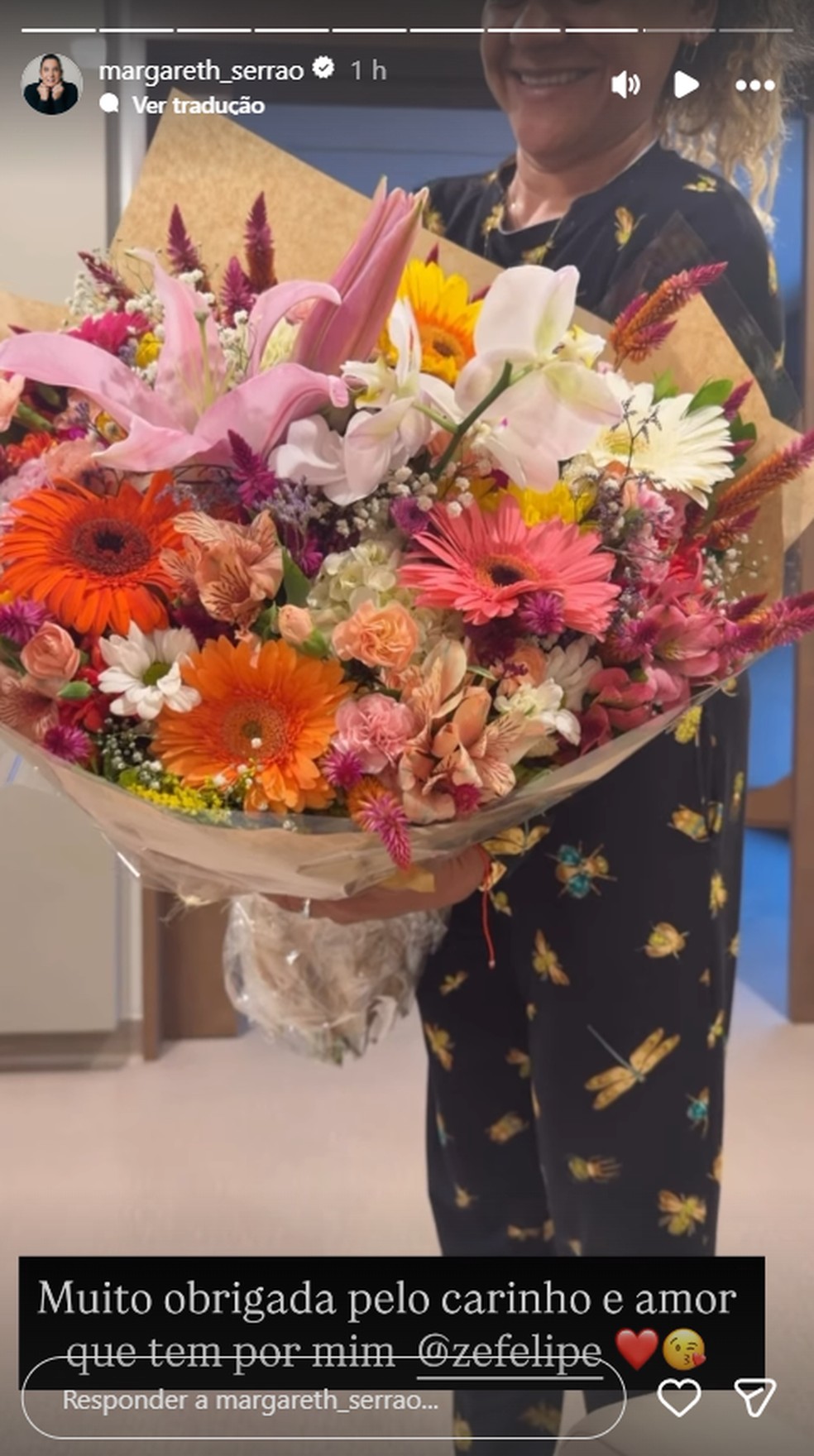 Zé Felipe envia flores para a mãe de Virginia Fonseca — Foto: Reprodução/Instagram