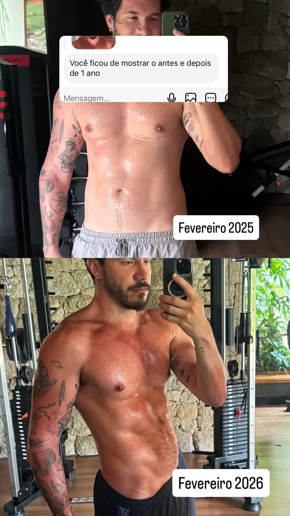 Eliezer mostrou antes e depois — Foto: Reprodução/Instagram