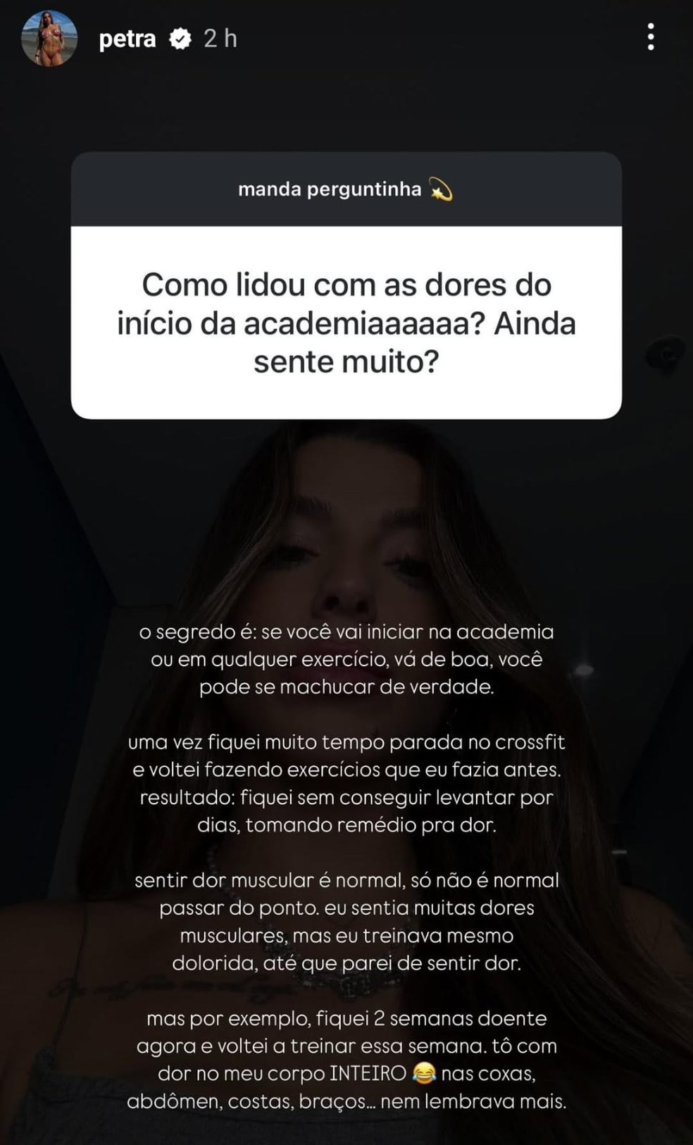 Petra Mattar responde fãs na web — Foto: Reprodução/Instagram