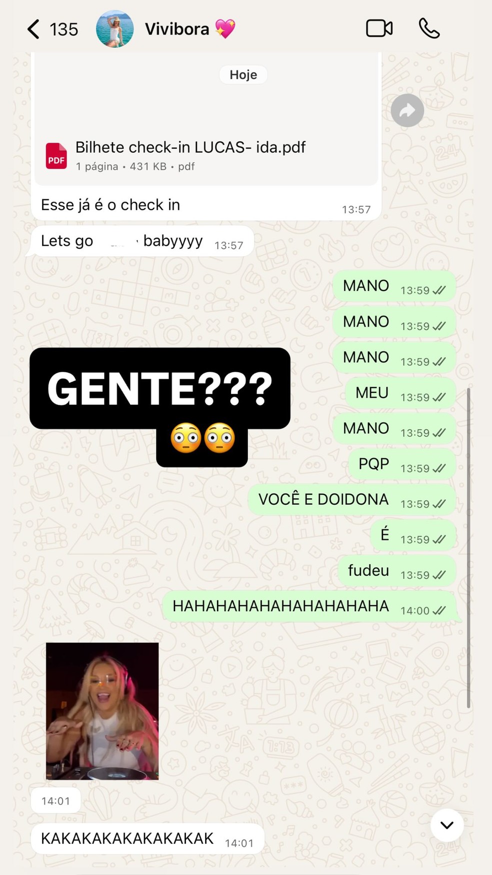 Virginia Fonseca compra passagem surpresa para Lucas Guedez — Foto: Reprodução/ Instagram