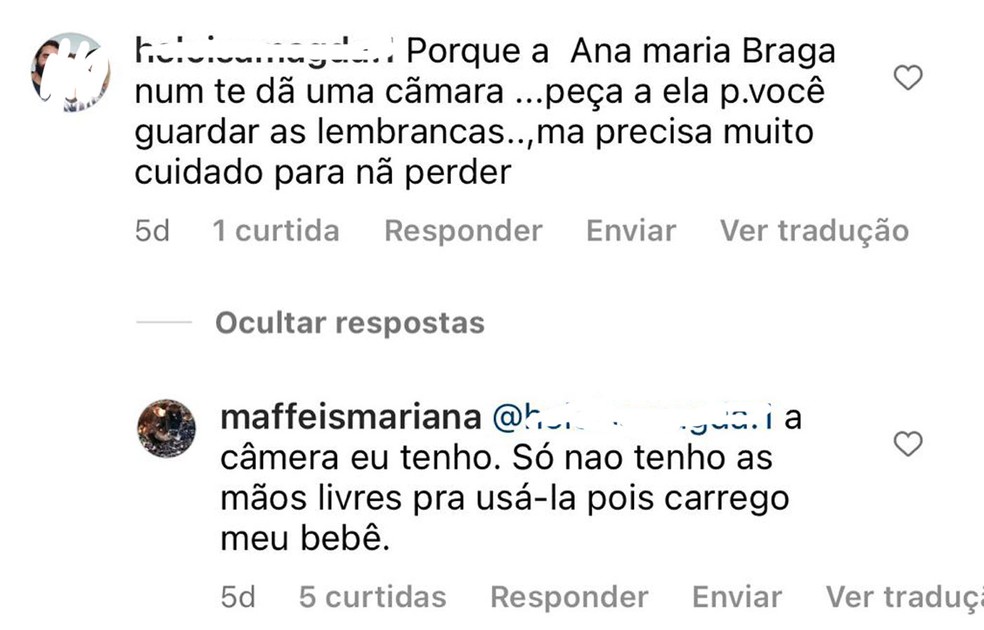 Mariana Maffeis ganha conselho de internauta — Foto: Reprodução Instagram