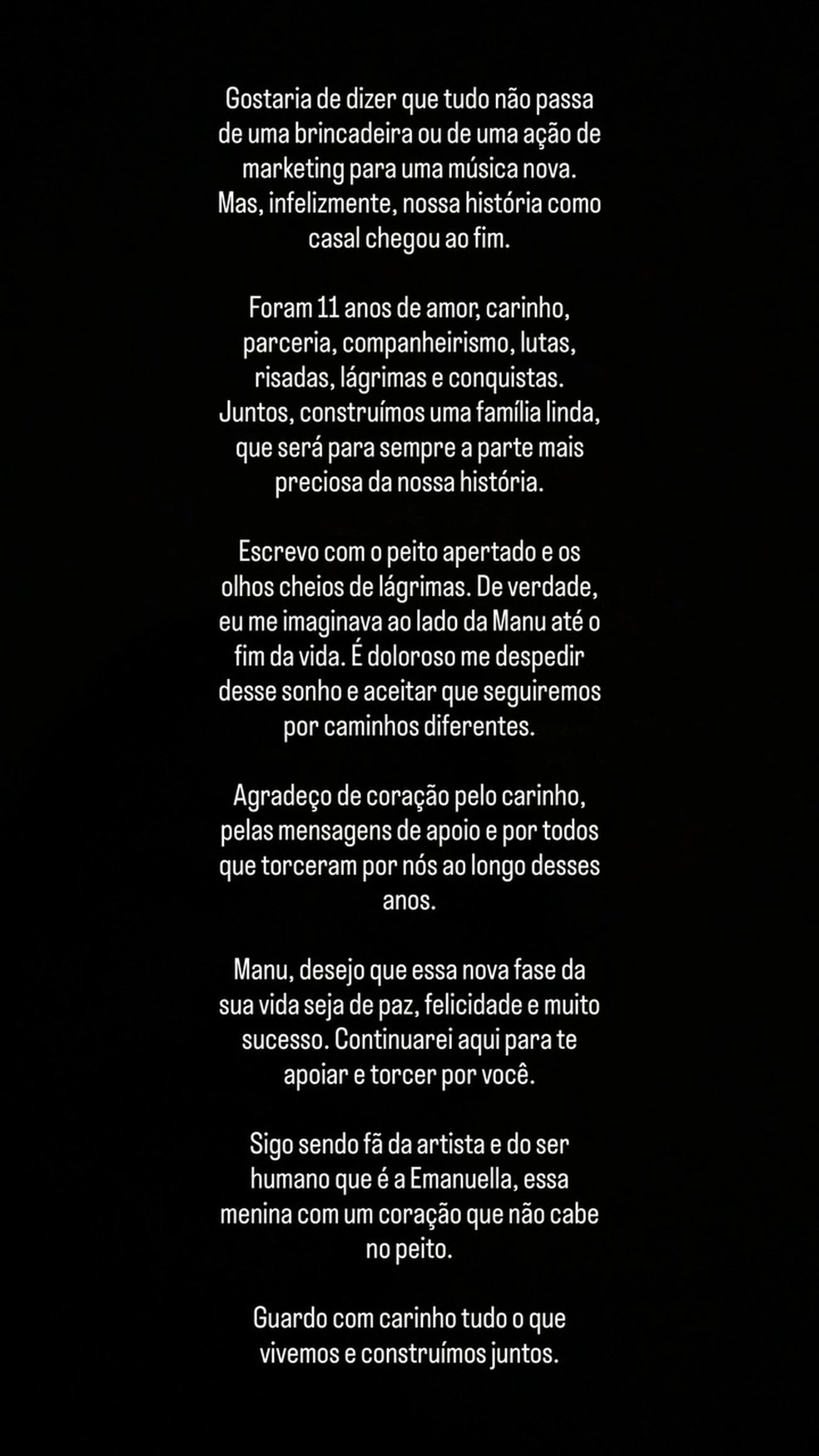 Anderson Halliday quebra silêncio após Manu Bahtidão anunciar fim do casamento deles — Foto: Reprodução/Instagram
