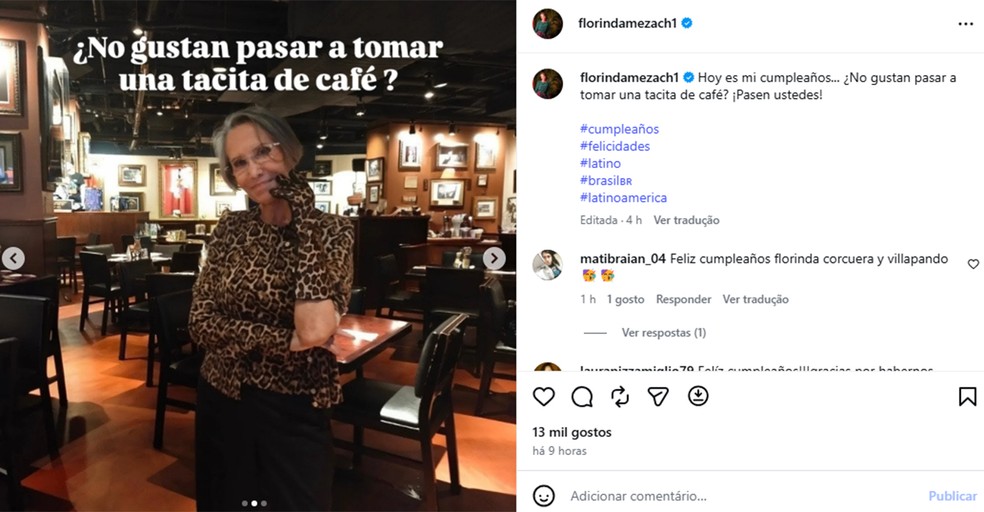 Florinda Meza, a eterna Dona Florinda de 'Chaves', completa 77 anos e cita o Brasil em seu bordão — Foto: Reprodução/Instagram