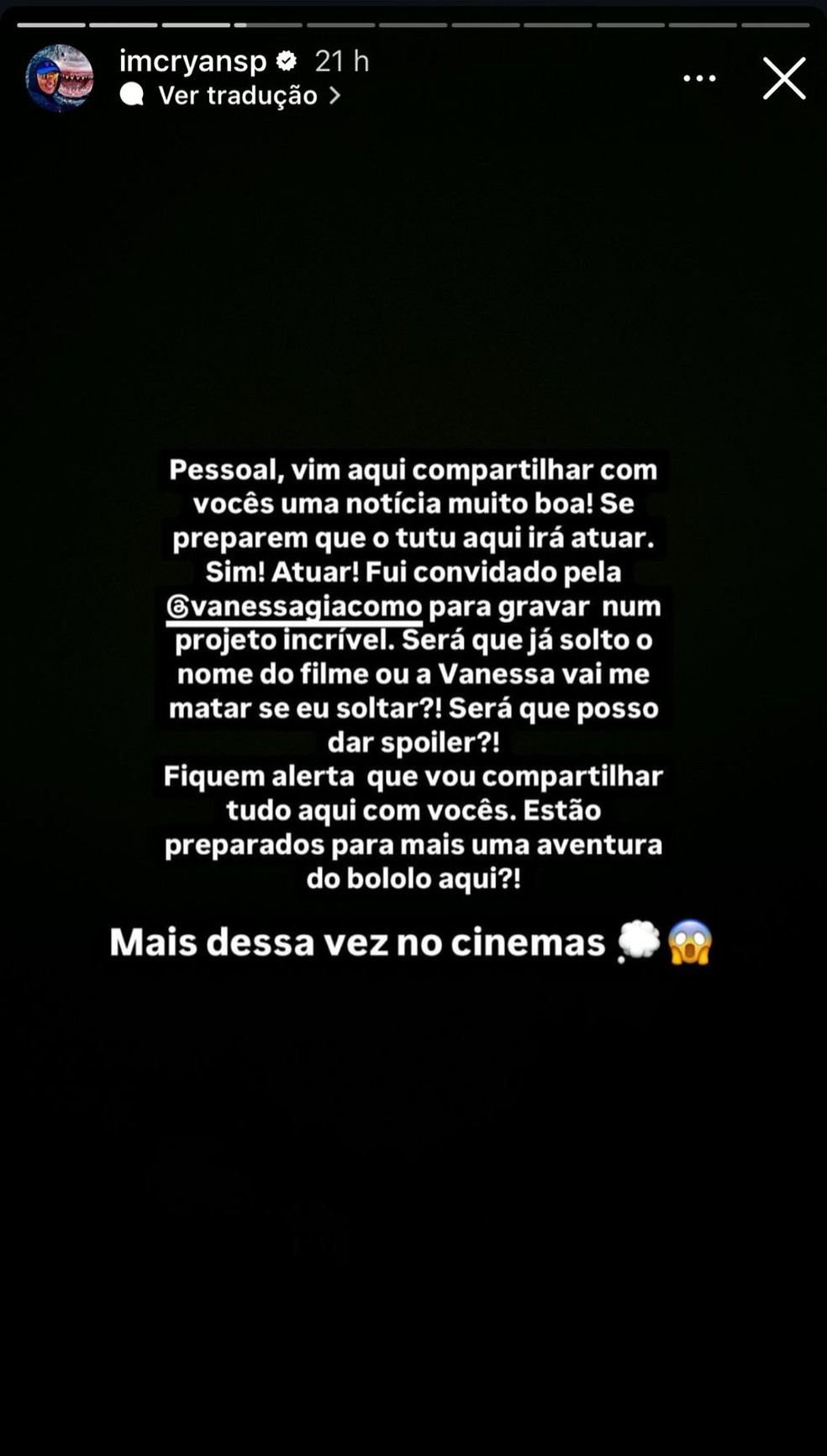 MC Ryan Sp revela convite de Vanessa Giácomo — Foto: Reprodução/Instagram