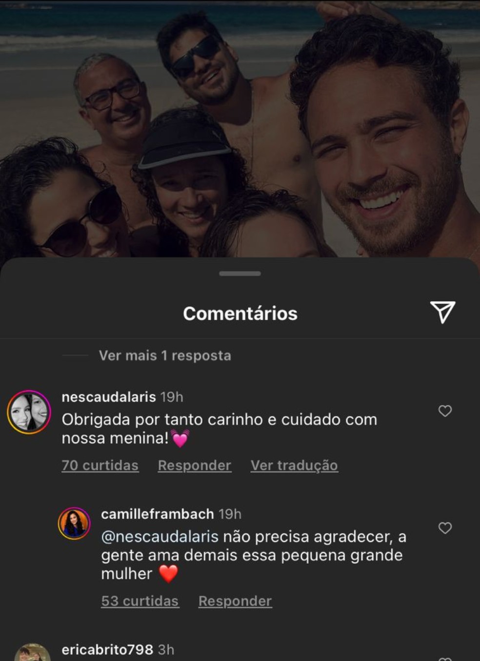 Irmã de André Luiz Frambach elogia Larissa Manoela — Foto: Reprodução/ Instagram