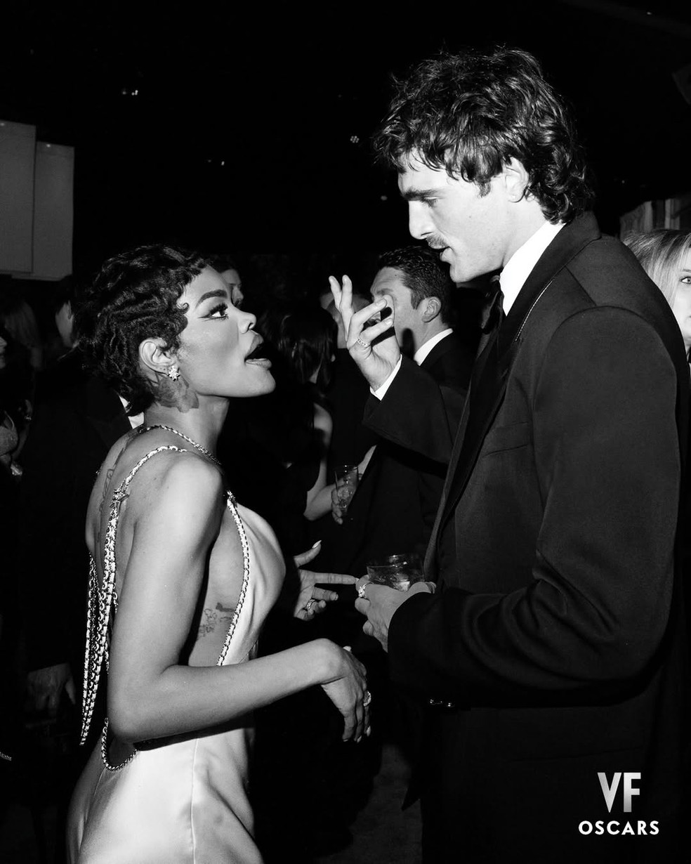 Jacob Elordi conversando com Teyana Taylor — Foto: Reprodução/@germanlarkin