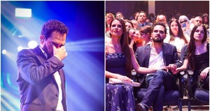 Luciano Camargo chora ao fazer show em igreja ao lado da família