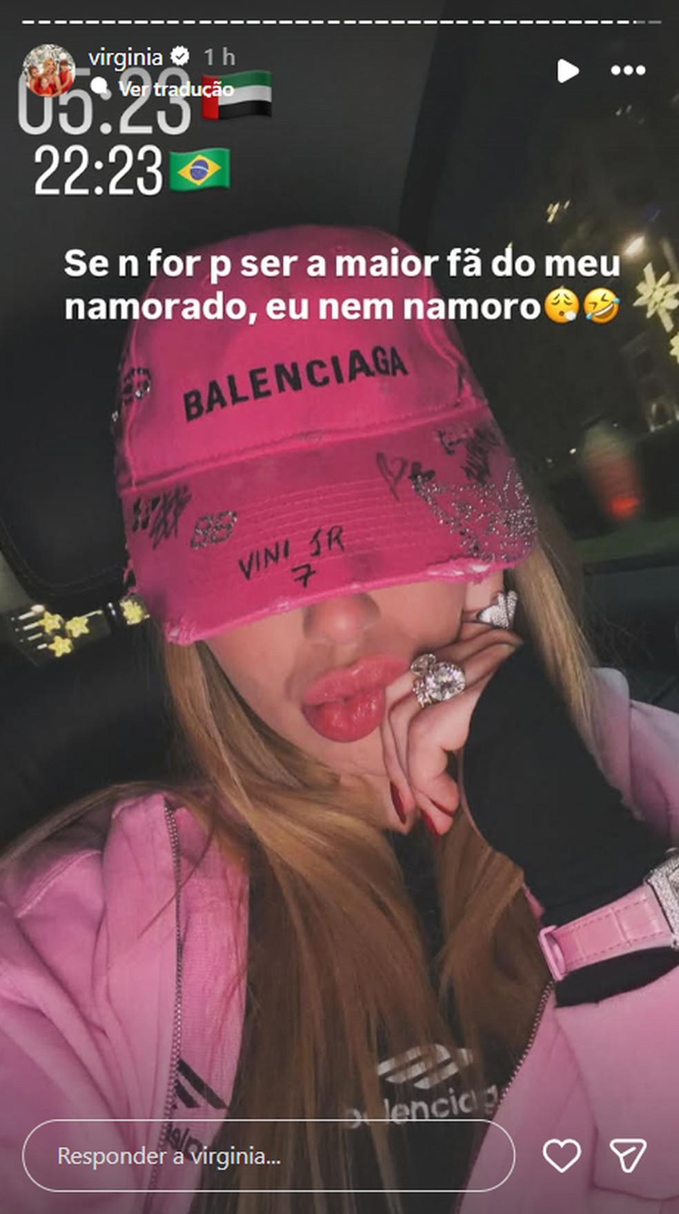 Virginia Fonseca se declara fã número 1 de Vini Jr — Foto: Reprodução/Instagram