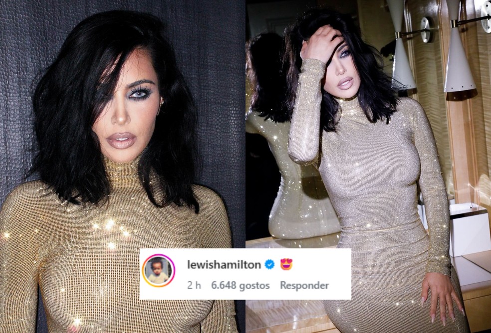 Lewis Hamilton comenta em publicação de Kim Kardashian — Foto: Reprodução/Instagram