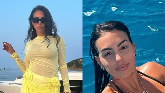 Georgina Rodriguez elege look com transparências para passeio de barco com Cristiano Ronaldo 