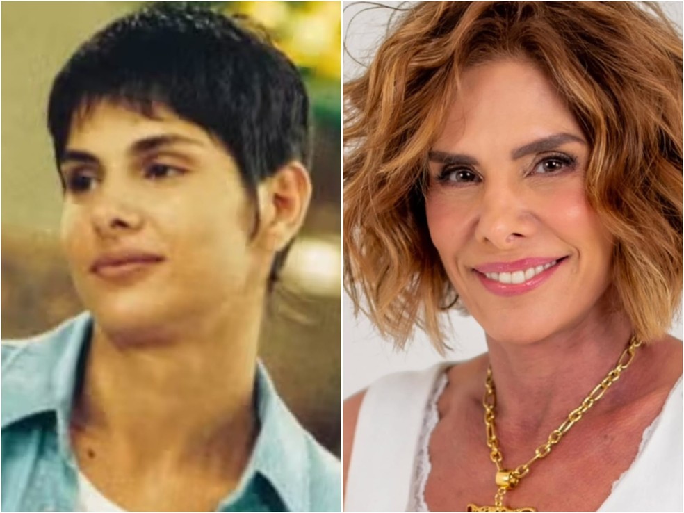 Helena Fernandes em 'Quem é Você' (Globo, 1996), como Nádia, e com visual atual — Foto: Divulgação/TV Globo e Reprodução/Instagram
