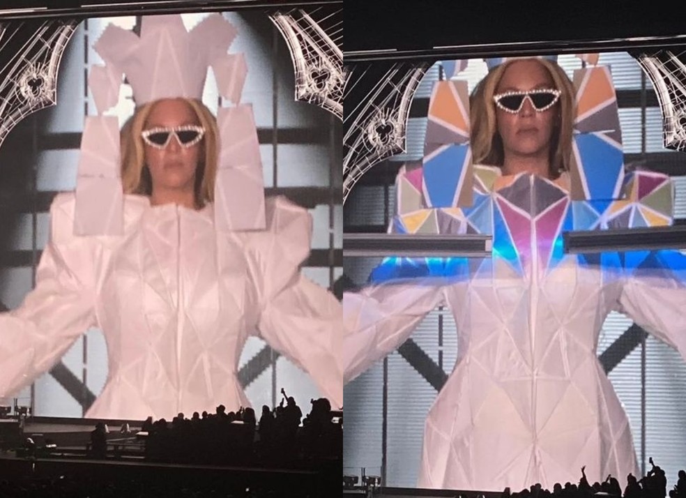 Beyoncé usa look Anrealage no primeiro show da Renaissance Tour    — Foto: Reprodução/ Twitter