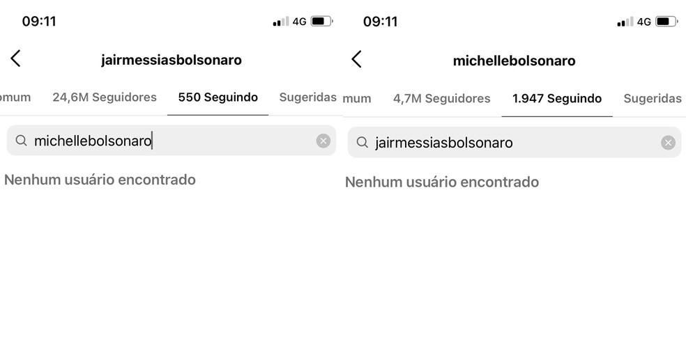Jair Bolsonaro trocou unfollow com Michelle Bolsonaro após eleições — Foto: Reprodução / Instagram