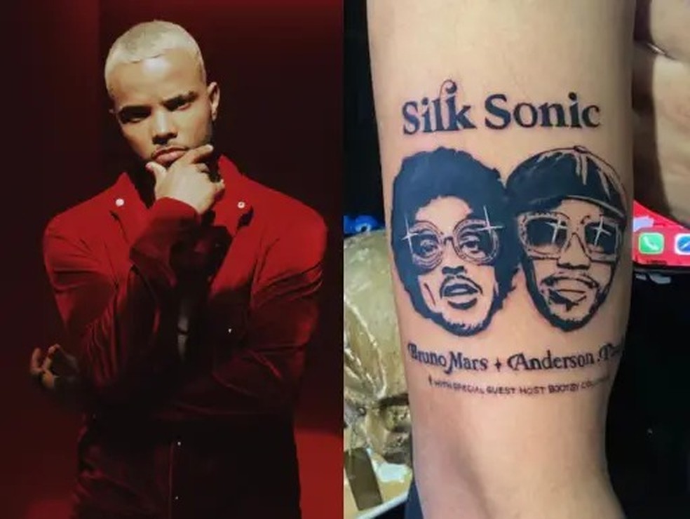 Tatuagem de MC Zaac em homenagem a Bruno Mars — Foto: Reprodução