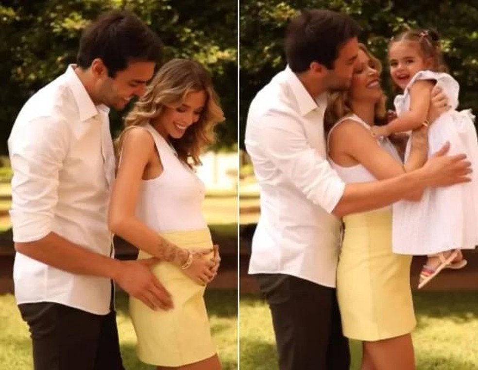 Ao lado de Kaká e da filha, Esther, Carol Dias anuncia que está grávida do segundo filho (Foto: Reprodução/Instagram) — Foto: Quem