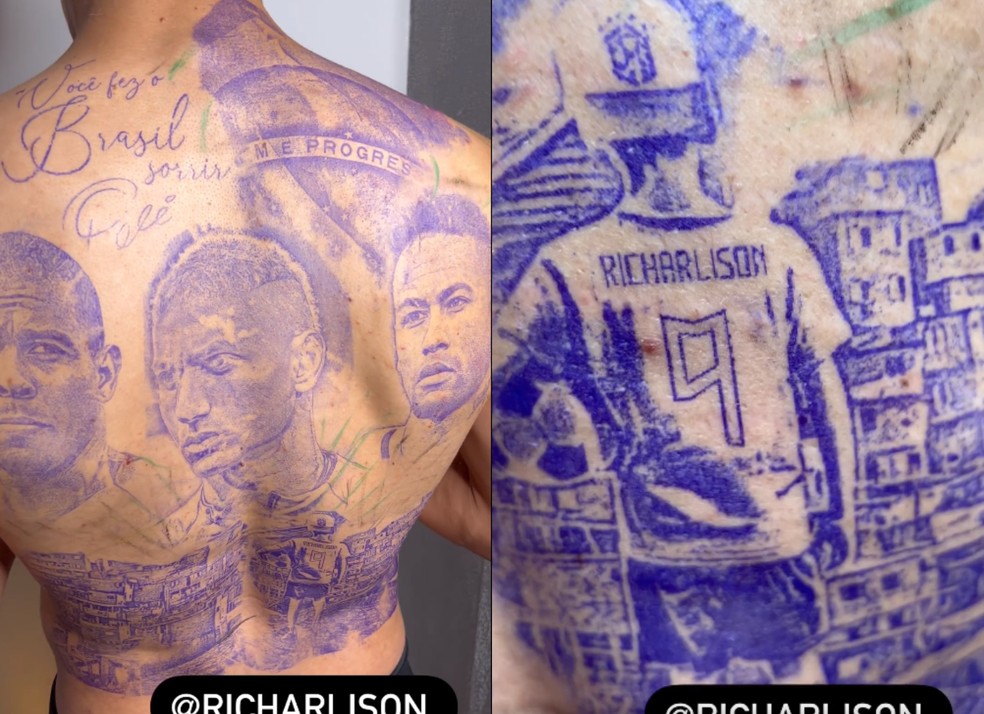 Richarlison faz tatuagem após a Copa do Mundo — Foto: Reprodução/Instagram