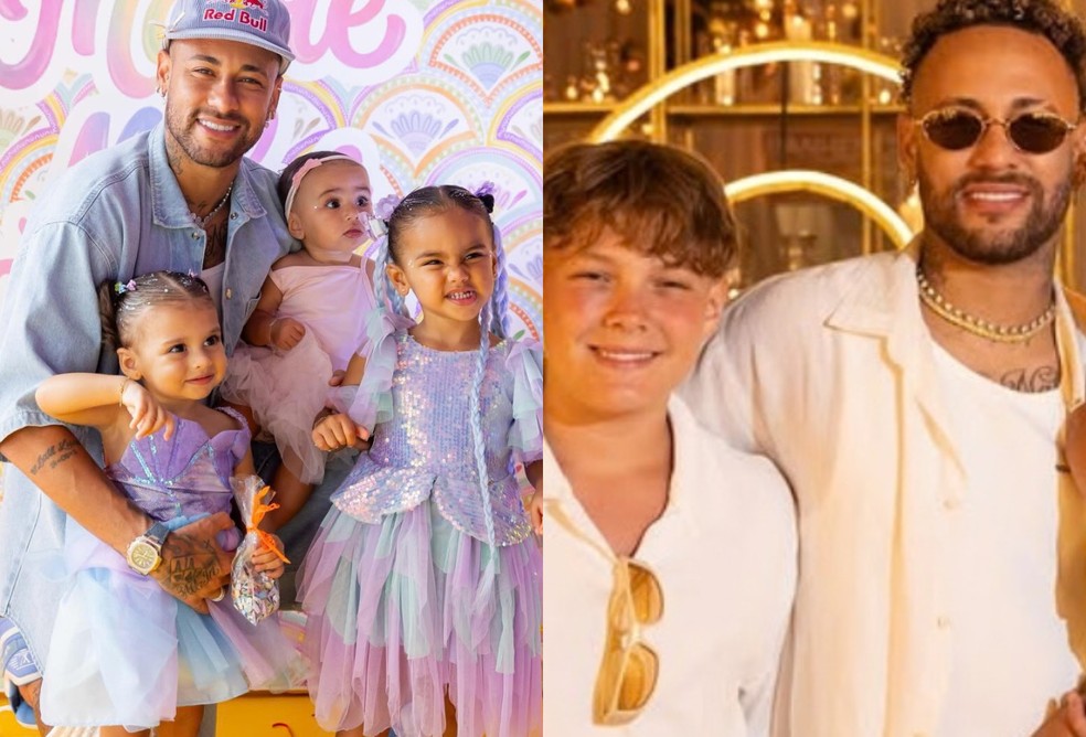 Neymar com seus filhos — Foto: Reprodução/Instagram
